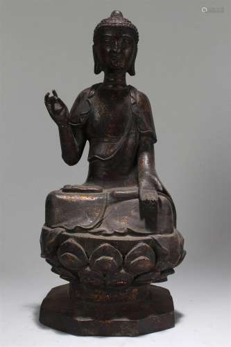A Chinese Fortune Lotus-seated Religious Statue