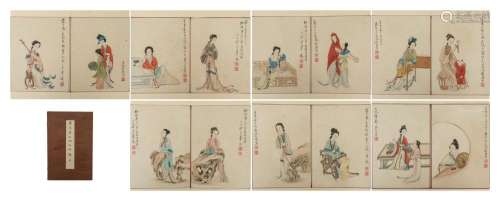 A CHINESE ALBUM PAINTING OF LADIES