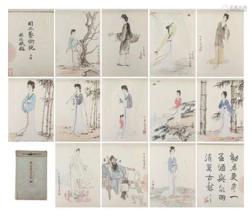 A CHINESE ALBUM PAINTING OF LADIES