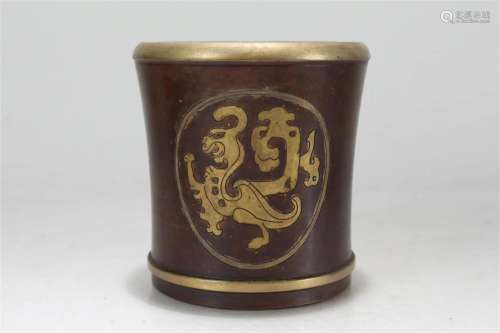 A Chinese Ancient-framing Gilt Fortune Censer