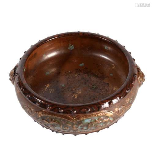 AN IMITATION BRONZE GLAZE PORCELAIN DRAGON CENSER