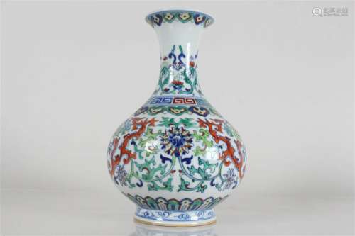 A Chinese Bat-framing Porcelain Fortune Vase