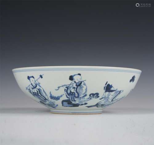 A BLUE AND WHITE PORCELAIN BAXIAN BOWL