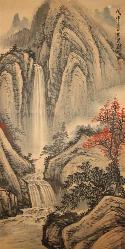 A Chinese Abstract-style Fortune Mountain-view Scroll