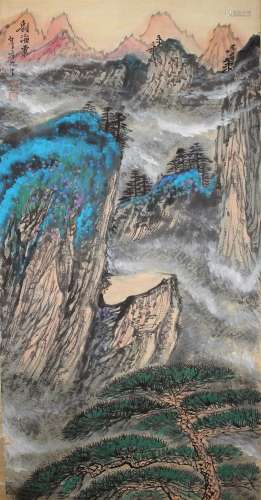 A Chinese Vivid Detailed Mountain-view Fortune Fortune Scrol...