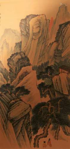 A Chinese Abstract-style Mountain-view Fortune Scroll