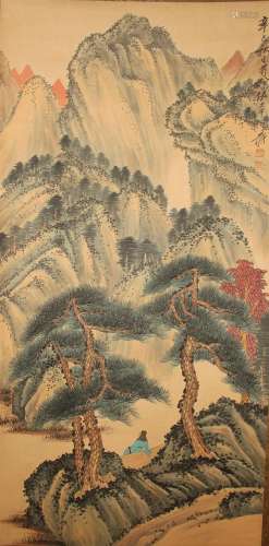 A Chinese Abstract-style Mountain-view Fortune Scroll