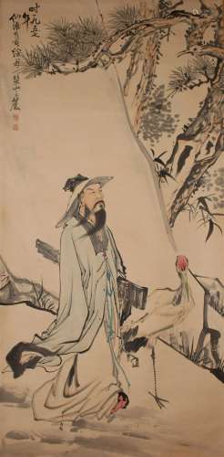 A Chinese Elder-portrait Story-telling Fortune Scroll