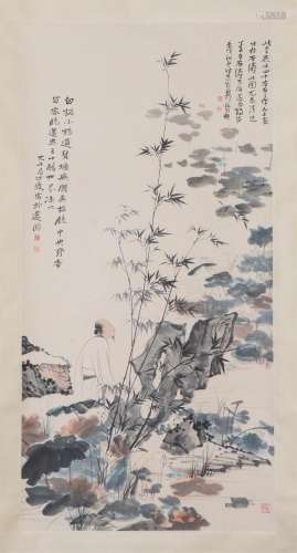A CHINESE PAINTING OF SCHOLAR AND BAMBOO