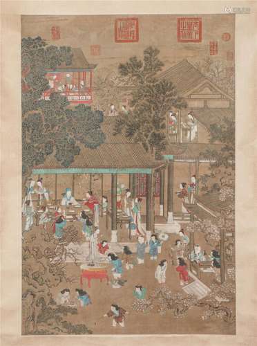 A CHINESE PAINTING OF FIGURE STORY