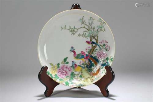 A Chinese Peacock-fortune Nature-sceen Porcelain Plate