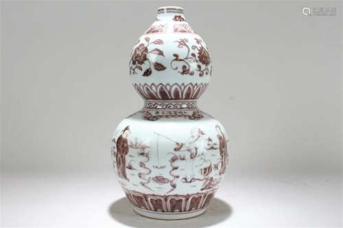 A Chinese Story-telling Calabash-fortune Porcelain Vase