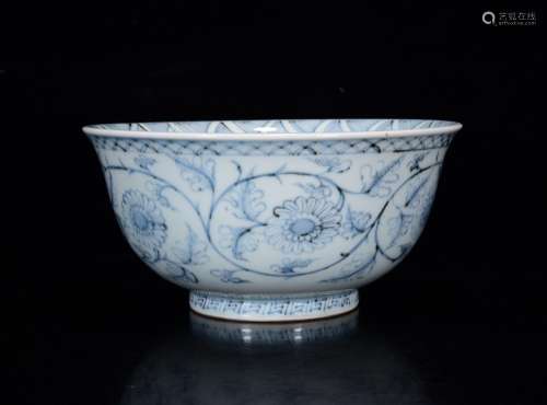 In blue and white lotus flower bowl 10 x 20 m