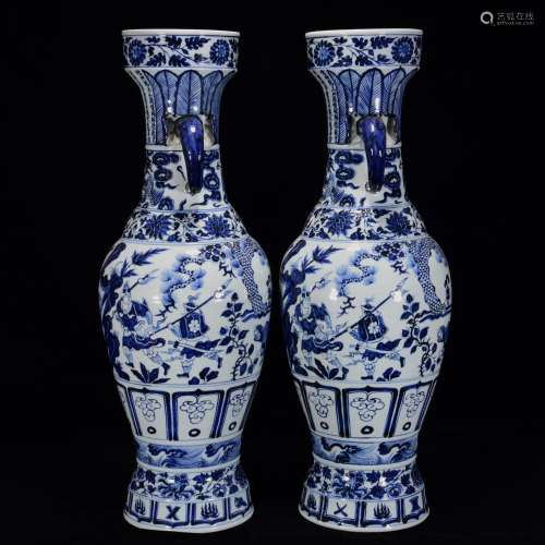 Blue and white guiguzi ZiWen elephant ears 63 * 22 n