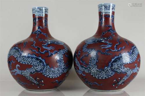 Collection of Chinese Dragon-decorating Massive Porcelain Va...