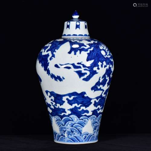 Blue and white dragon year plum bottle 37 * 21 m