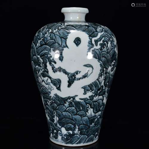 In blue and white to stay white dragon grain mei bottle 31 *...