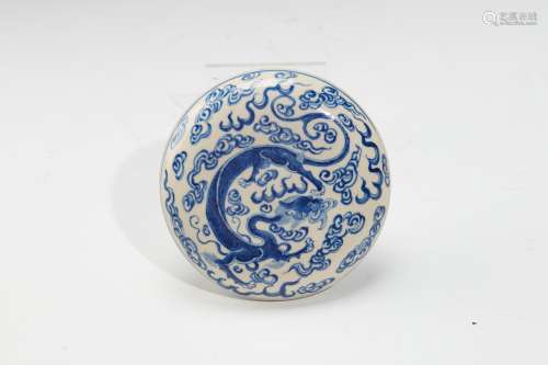 清中期煨瓷龙纹印盒