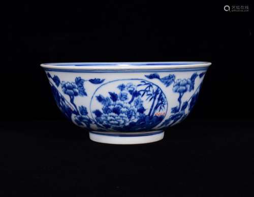 Bowl of 9 * 20 m in blue and white landscape