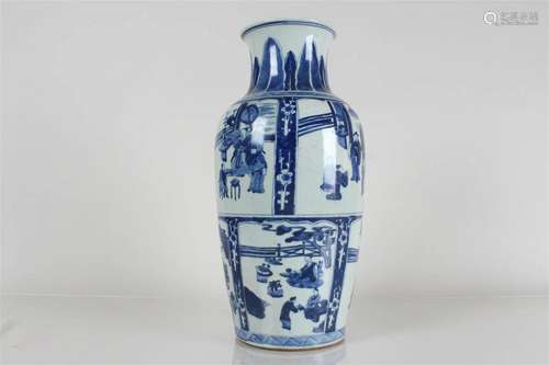 A Chinese Story-telling Blue and White Porcelain Fortune Vas...