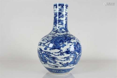 A Chinese Vividly-detailed Blue and White Porcelain Fortune ...