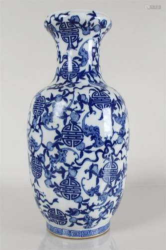 A Chinese Longlife-fortune Detailed Porcelain Fortune Vase