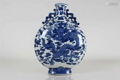 A Chinese Detailed Blue and White Dragon-decorating Porcelai...