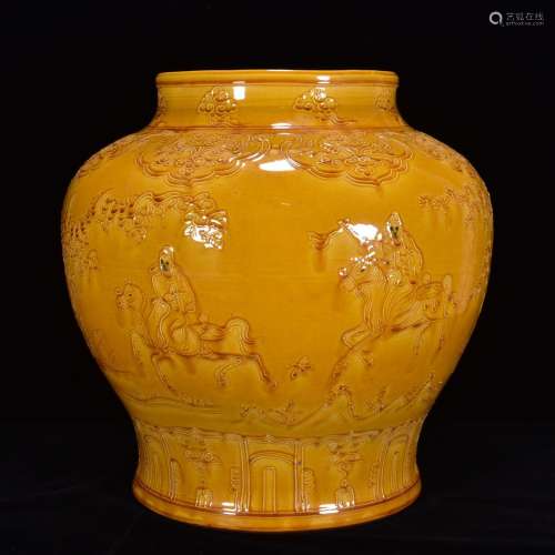 Plastic yellow glaze can of 32 * 32 m hand-cut figures
