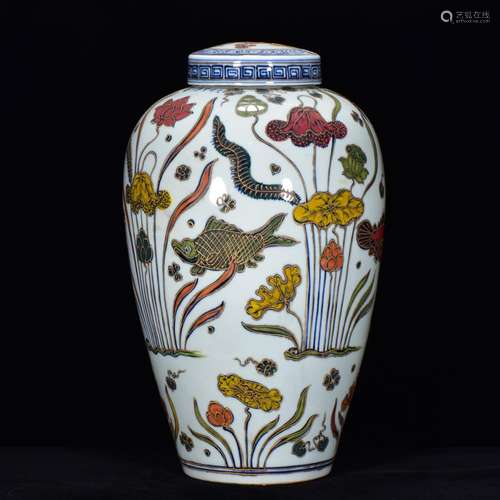 In colorful paint hand-cut cover pot 45 * 26 m fish and alga...