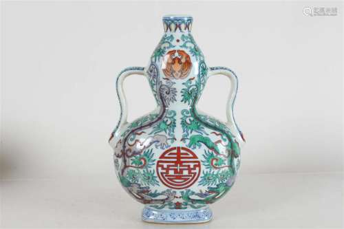 A Chinese Duo-handled Nature-sceen Ancient-framing Porcelain...