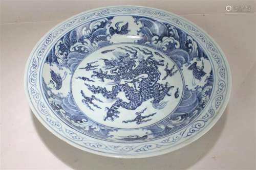 A Chinese Dragon-decorating Massive Porcelain Fortune Plate