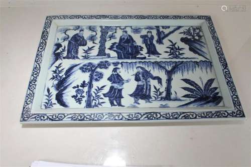 A Chinese Story-telling Blue and White Porcelain Fortune Pla...