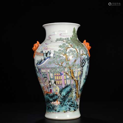 Pastel courtyard traditionalcharacter tattoo vase with a bit...