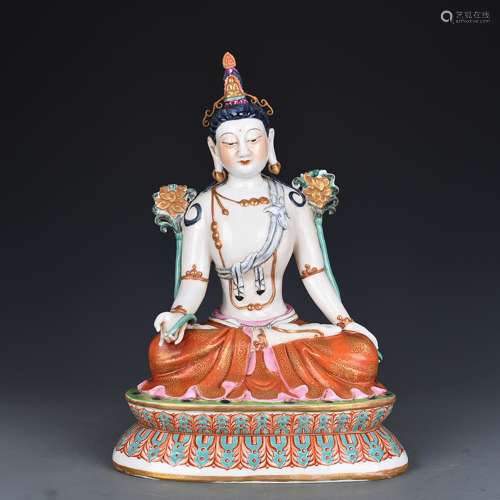 Pastel paintbuddhist guanyin antique antique ancient porcela...