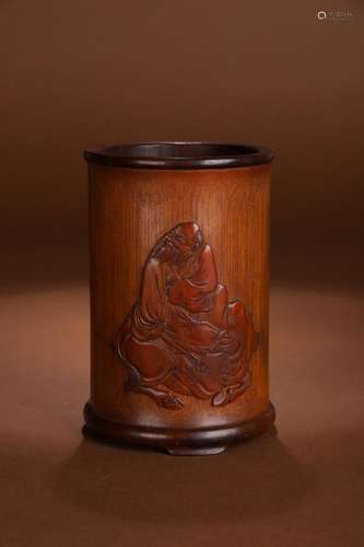 : bamboo pen container, Lao tze NiuTu ridingSize: 10 cm in d...