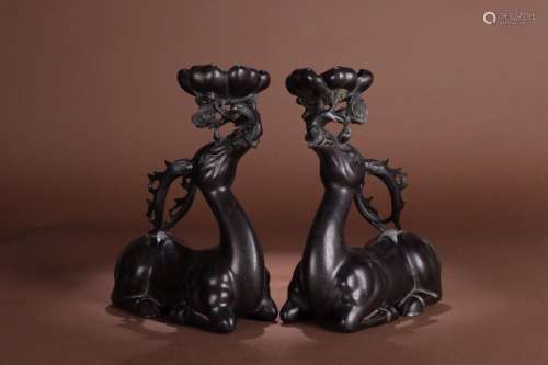 : rosewood deer candlestick a pairSize: 16.5 cm long, 7.5 cm...