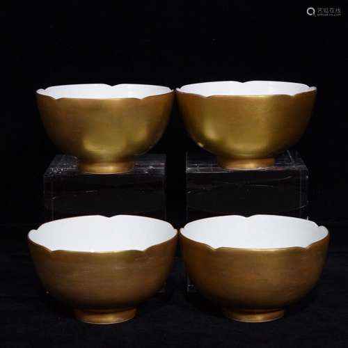 four pieces of a set of fine gold bowlHigh caliber 5.2 9Bowl...