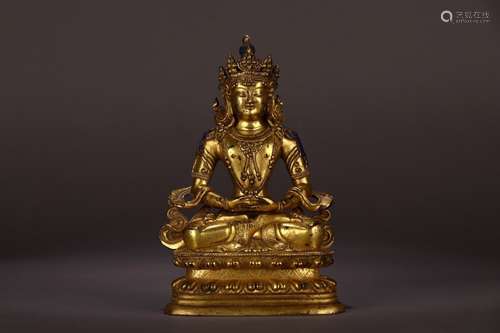 : gold amitayus statuesSize: 11.1 cm long, 7.4 cm wide, 17.5...