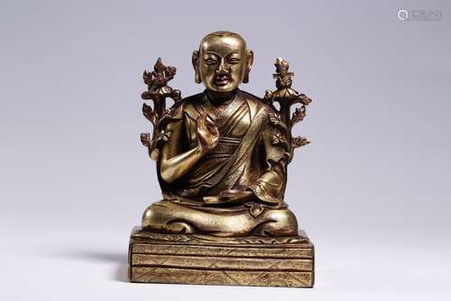 copper gold guru's statue15.5 cm high, 11.5 cm long, 8 c...