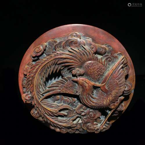 pine marble: red phoenix in morning sun four inkstoneSize: 1...