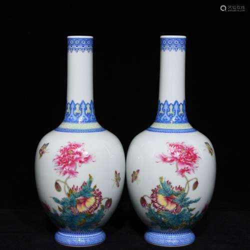 Yongzheng enamel decorated butterfly lines straight flask20 ...