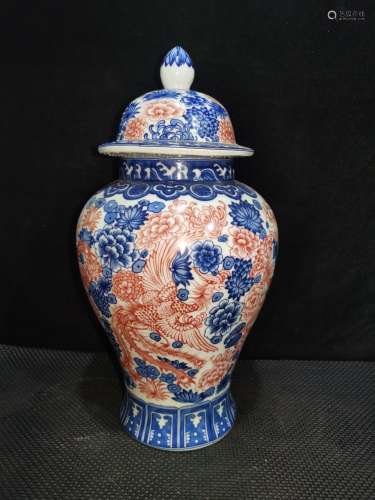 Blue and white youligong, glair, hand-painted longfeng the g...