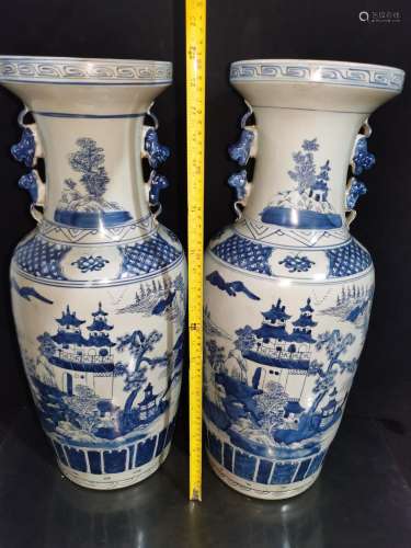 Early, hand-painted porcelain with the landscape of a couple