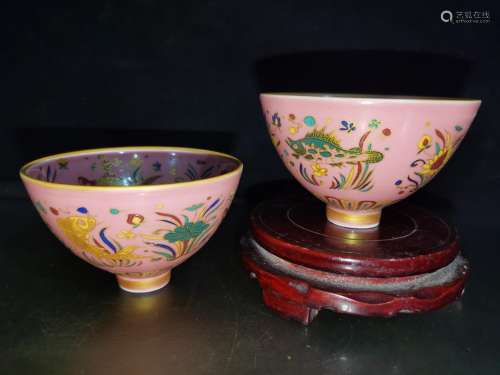 A pair of, enamel paint bowl