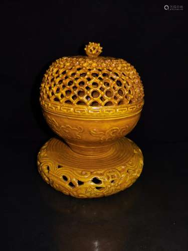 , single glazed chicken oil yellow fume incense burner