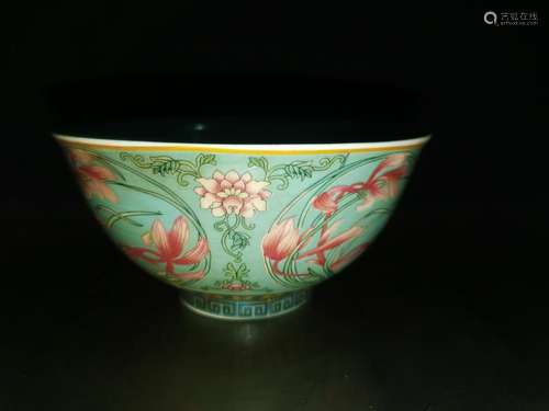 , hand-painted pastel window blooming flowers bowl