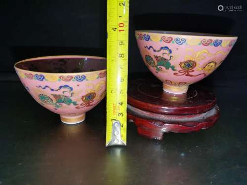 A pair of, enamel paint bowl