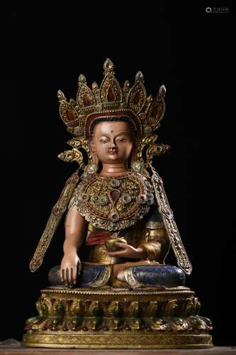 大尺寸铜彩绘释迦牟尼佛造像