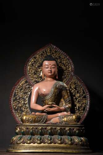 超大尺寸铜彩绘释迦摩尼佛造像