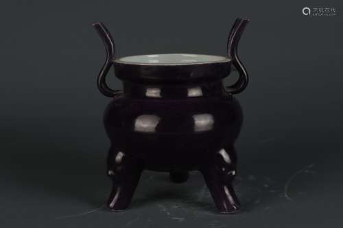 明茄皮紫釉香炉